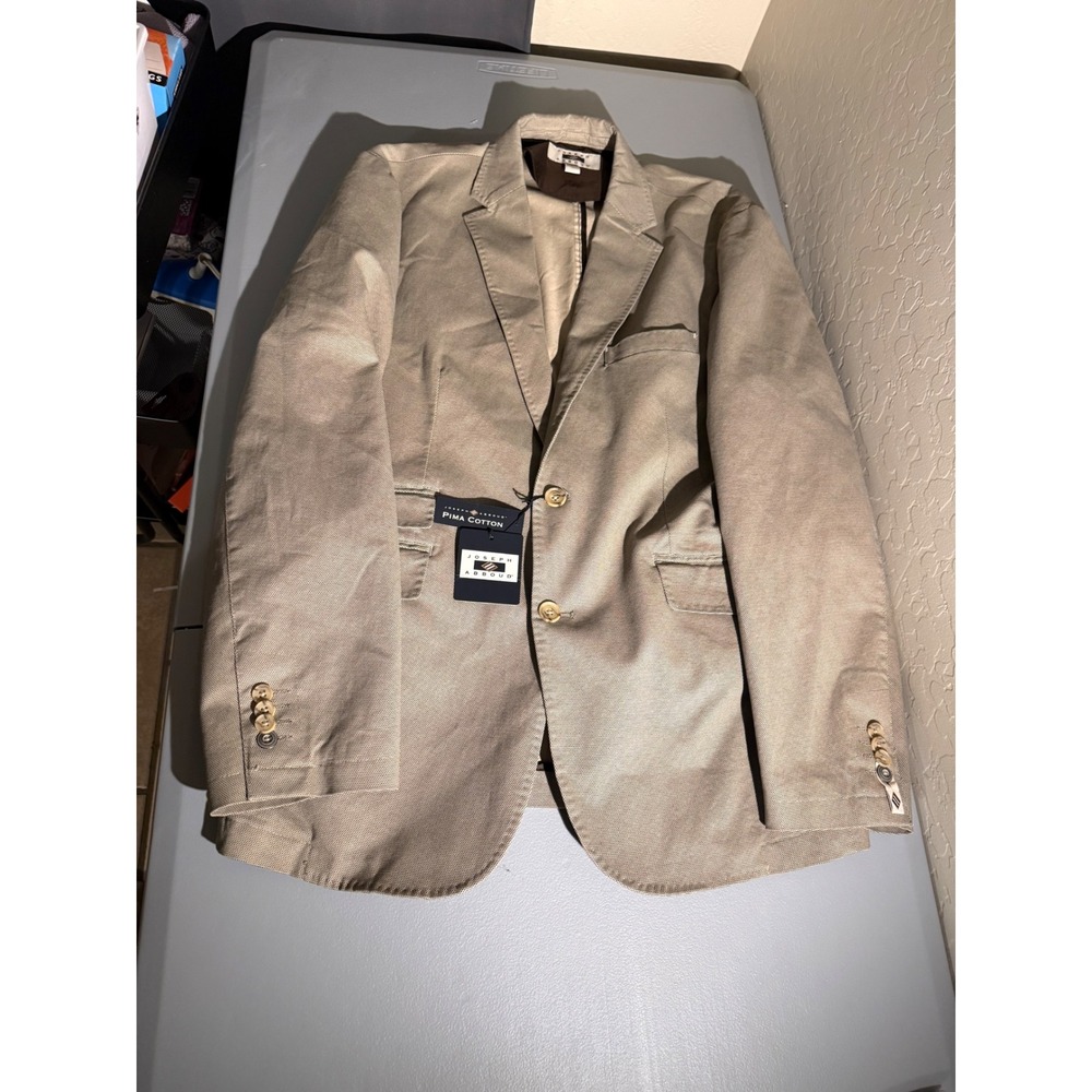 Joseph Abboud Mens Pima Cotton Stretch Blazer Tan Sport Coat